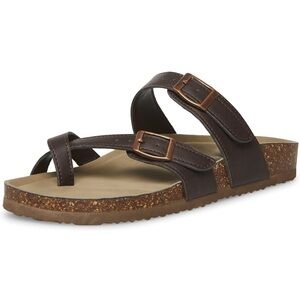 Madden Girl Bryceee Footbed Sandals Size 7 Dark Brown